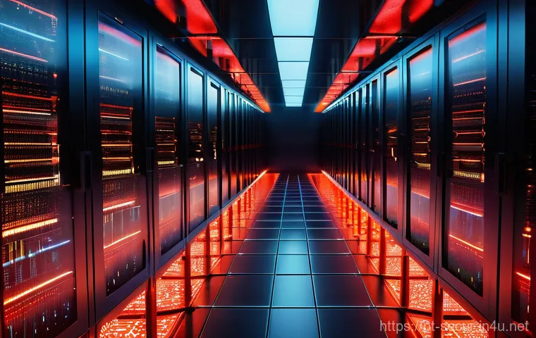 정보보안학 침해 사고 사례 연구 - **Prompt 1: The Cascading Data Breach**
"A visually striking, high-angle shot of a sprawling, fu...