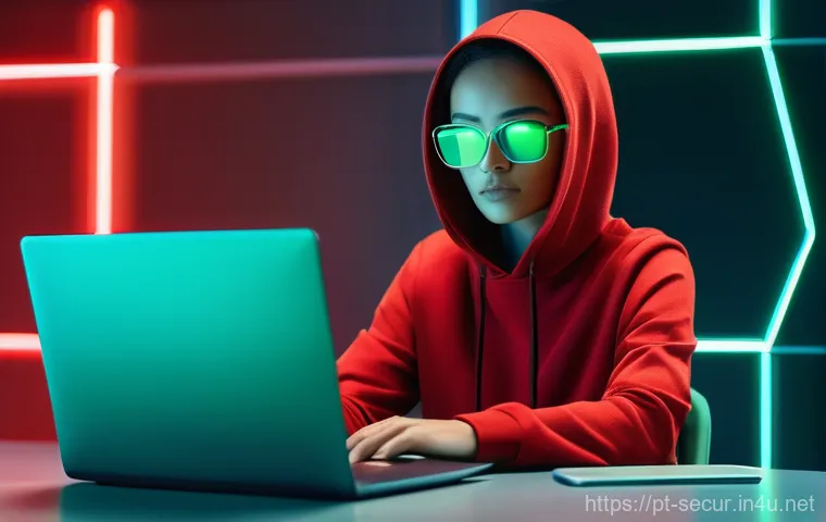 정보보안학 보안 도구 사용법 - **Digital Guardian Protecting a User's Device:**
"A vibrant, high-definition image of a person (...