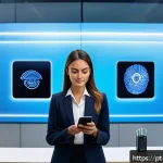 Home 18 정보보안학 글로벌 보안 동향 - A high-tech corporate office environment showcasing multifactor biometric authentication in action: ...